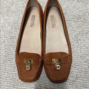 Michael Kors Tan Leather Loafers with Gold Accent